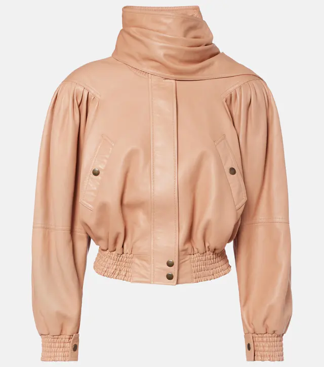 Chloé · Mytheresa: Cropped-Lederjacke, Pearl Blush, әйелдер күртешесі