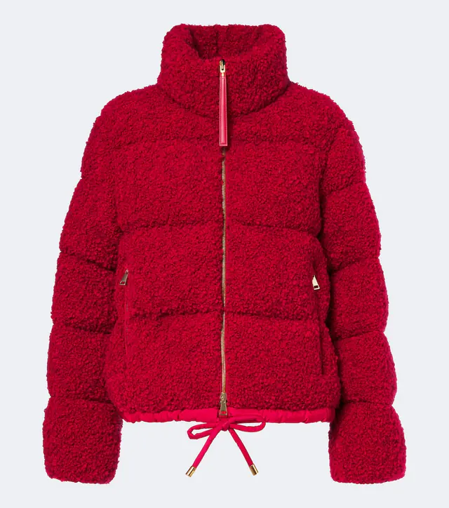 Moncler · Mytheresa: Daunenjacke Trascendance aus Bouclé, қызыл, әйелдер күртешесі
