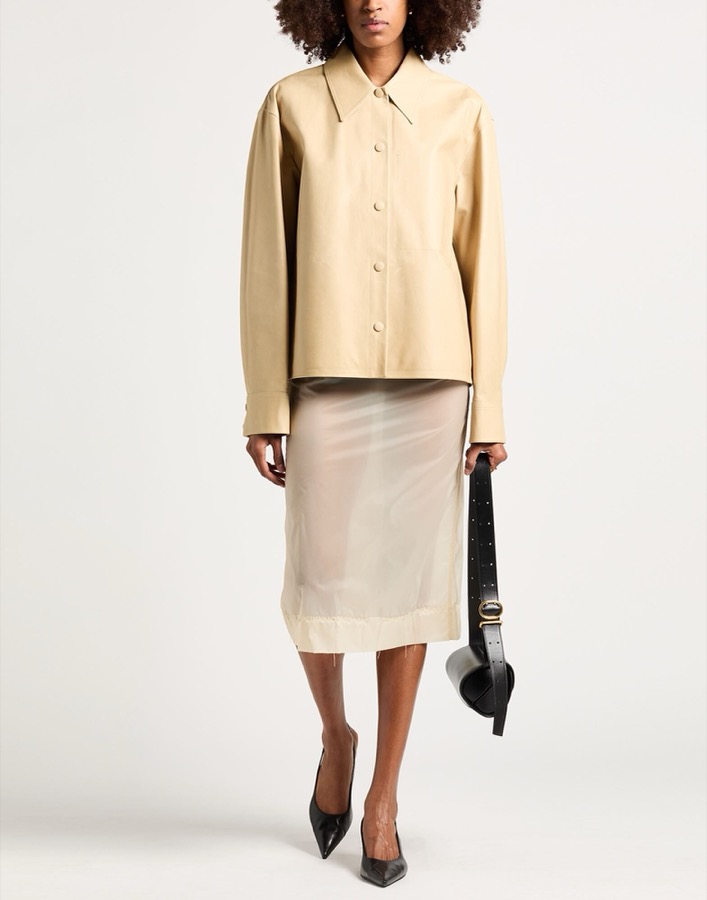 JIL SANDER Кожаная куртка рубашечного кроя
