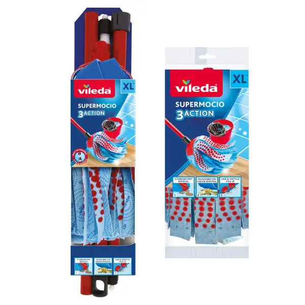 Vileda Supermocio 3 Action XL Compact Mop mit extra Refill - фото товара