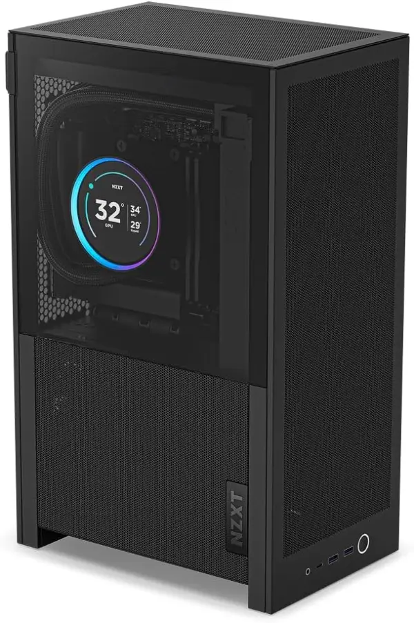 NZXT H2 Flow - Mini-ITX 20.7L Airflow PC-Gehaeuse - Schwarz | Kompaktes 20,7L Mini-ITX-Gehaeuse mit 2 x 120mm Top-Lueftern und PCIe 5.0 Riser. Small-Form-Factor-Airflow, richtig ge - фото товара