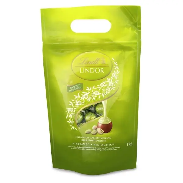 Lindt Schokolade | LINDOR Kugeln Pistazie, 1kg Beutel, Grosspackung - фото товара