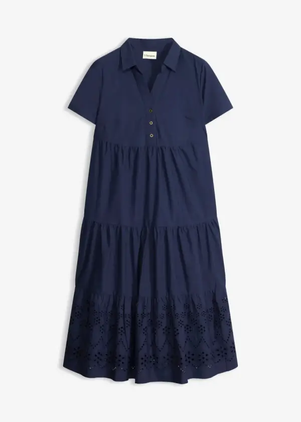 Tunika-Kleid aus reiner Baumwolle mit Lochstickerei - фото товара