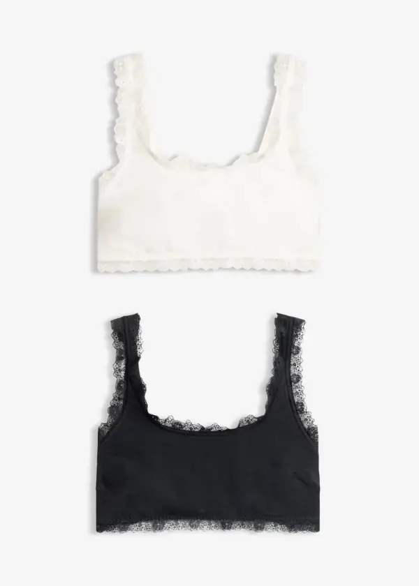 Bustier mit Bio-Baumwolle und Spitze (2er Pack) - фото товара