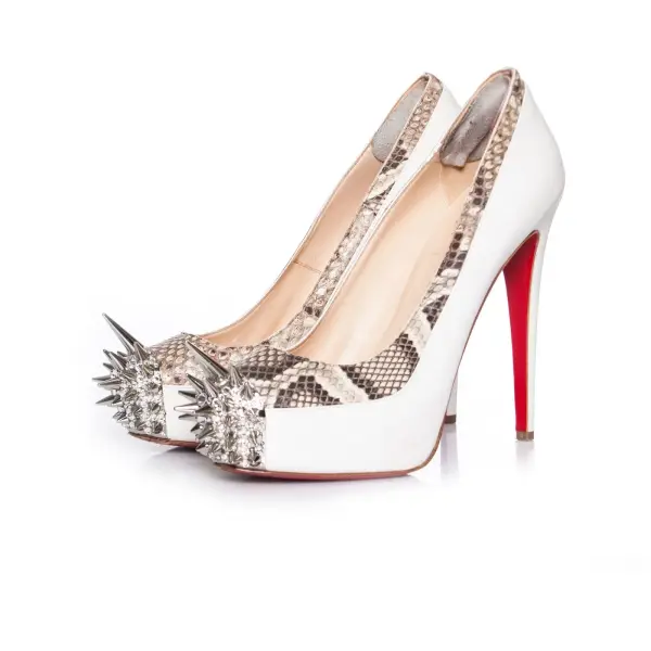 Christian Louboutin Weisse Plateau-Pumps Mit Nieten Weiblich Weiss 40 - фото товара