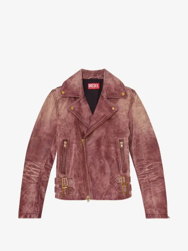 Diesel L-EON-CJCM Lederjacke mit Riss-Effekt - фото товара
