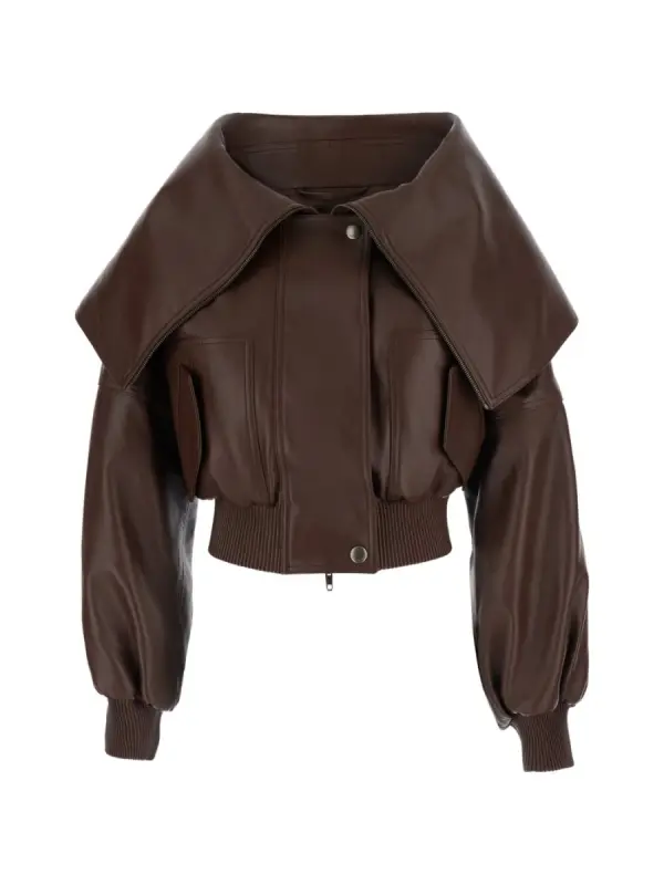 Balenciaga Lederjacke mit uebertriebenem Kragen - фото товара