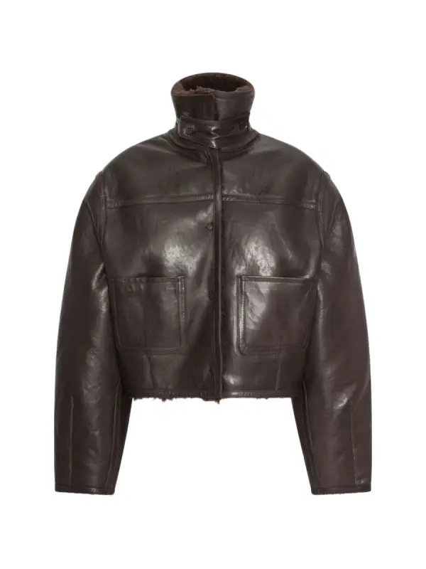 ROTATE BIRGER CHRISTENSEN Lederjacke mit Pelzbesatz - фото товара