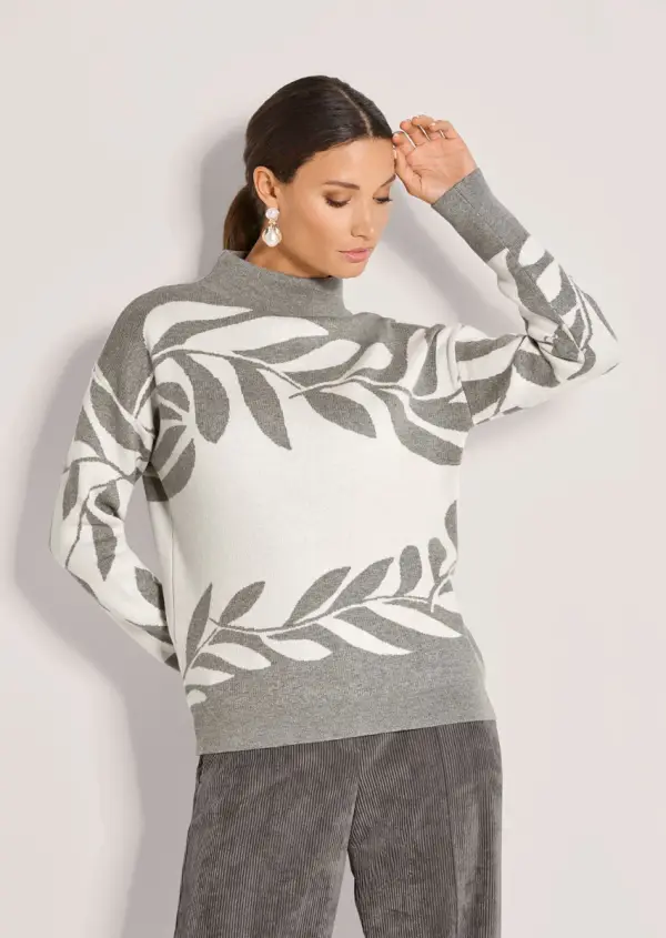 Jacquard-Pullover mit floralem Muster - фото товара