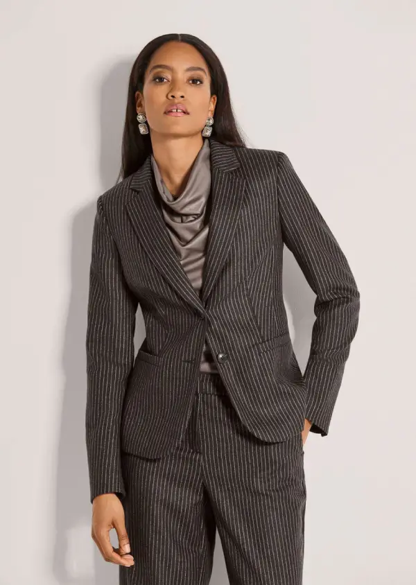 Klassischer Nadelstreifen-Blazer mit Wolle - фото товара