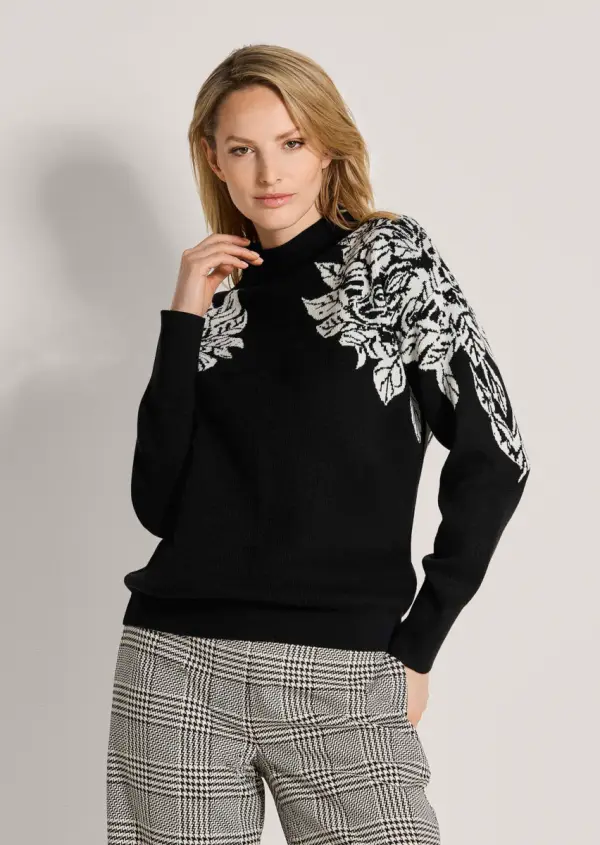 Jacquard-Pullover mit floralem Motiv - фото товара
