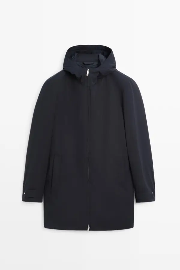 Langer Stepp-Parka mit Kapuze - фото товара