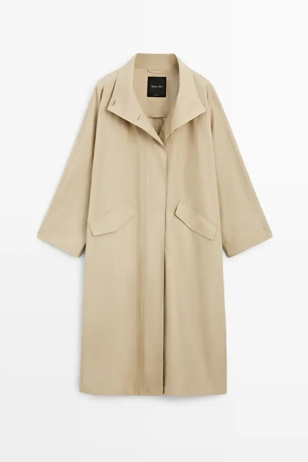 Trenchcoat mit Stehkragen aus 100% Baumwolle - фото товара