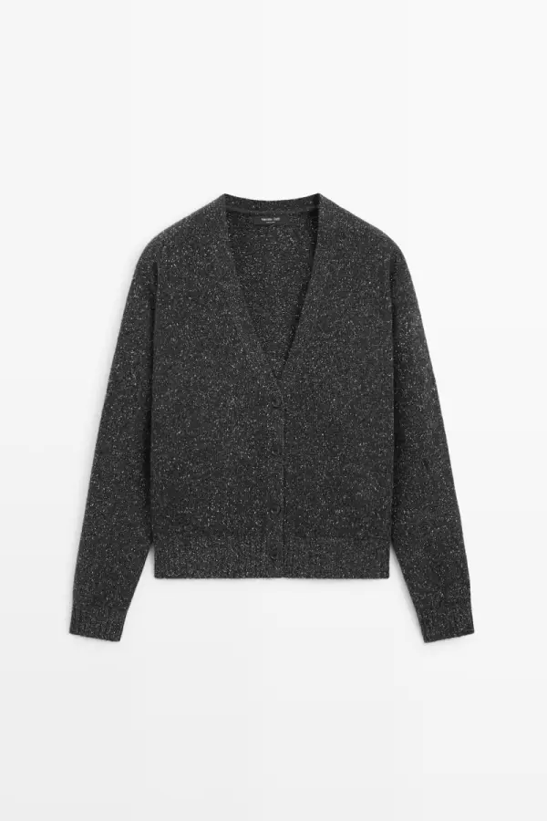 Товар Melierter Strickcardigan aus Wolle und Kaschmir из интернет-магазина massimodutti.com