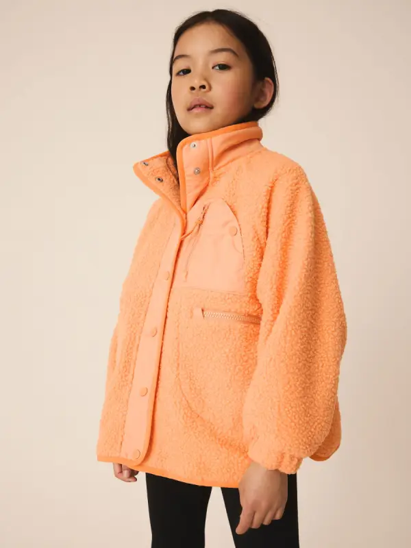 Leuchtendes Orange - Fleecejacke mit Knopfverschluss (3–16J.) - фото товара