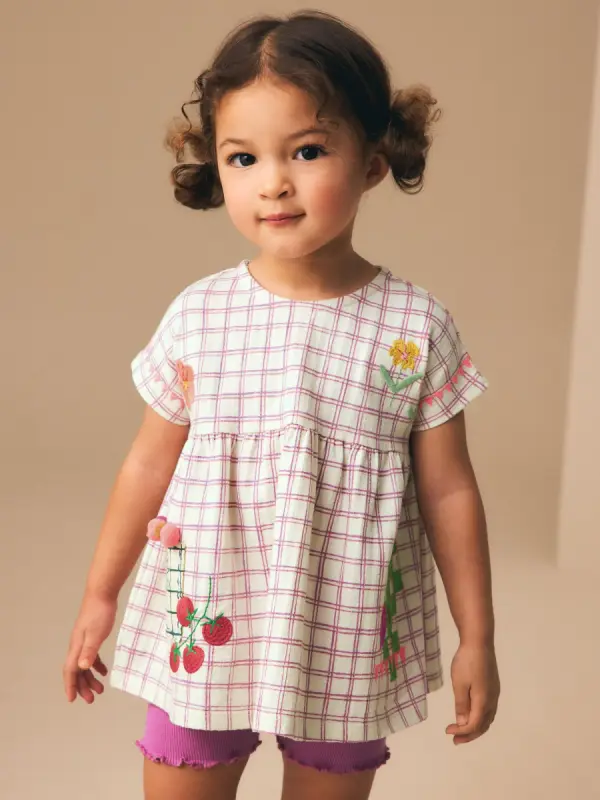 Purple Fruit Embroidery - Set mit Schoesschenoberteil und Radlershorts (3Monate–7Jahre) - фото товара