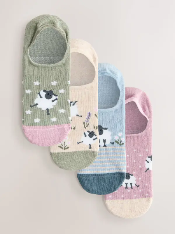 Multi-Schafe-Print - Sneaker-Socken, 4er-Pack - фото товара