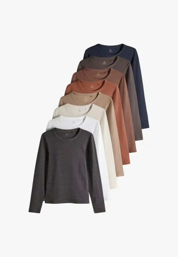 THE SET 8 PACK LONG SLEEVE RIBBED T-SHIRTS - Long sleeved top - фото товара