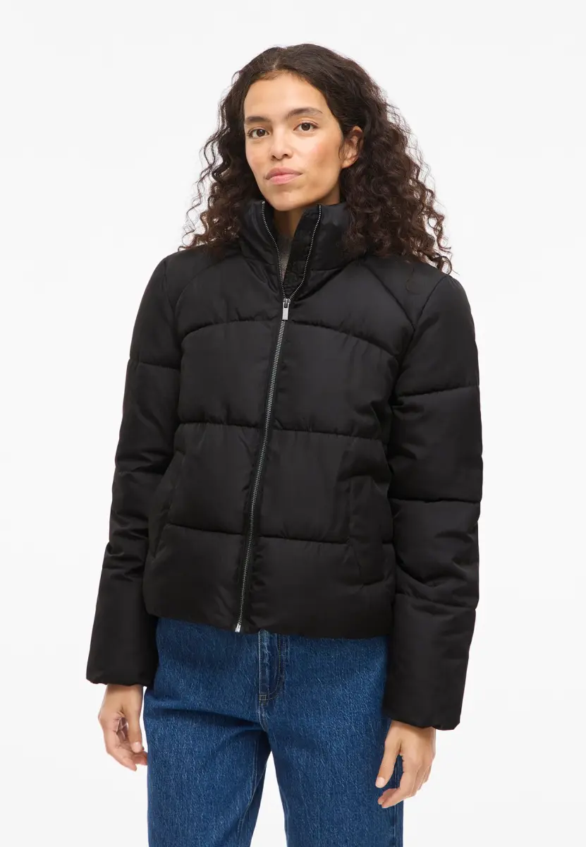 VILA · Zalando: VIKARLA Puffer High Neck, қара, әйелдер күртешесі