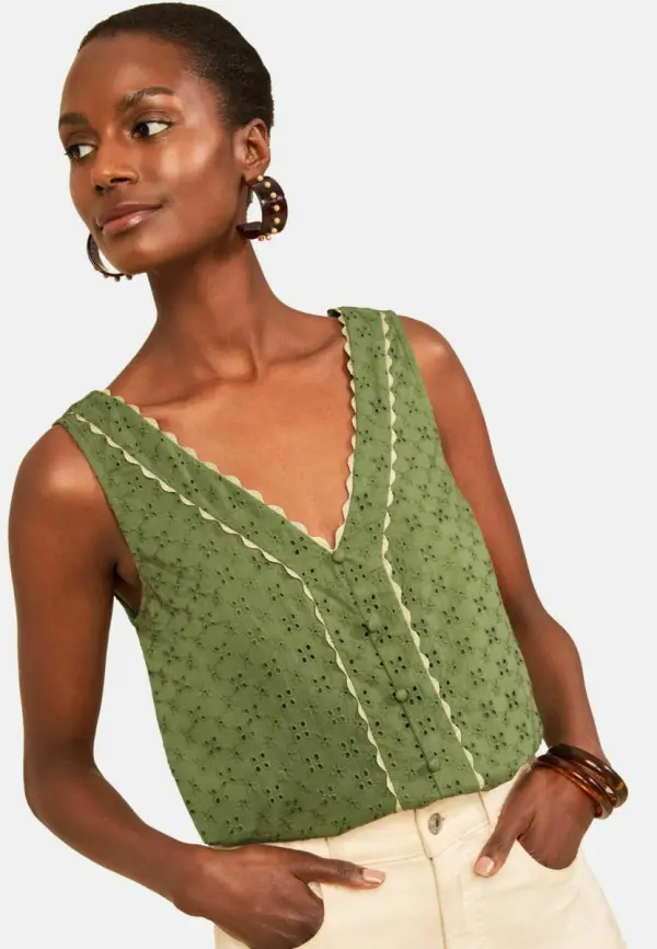 Love & Roses PETITE FIT - BRODERIE TRIM VEST - Blouse - фото товара