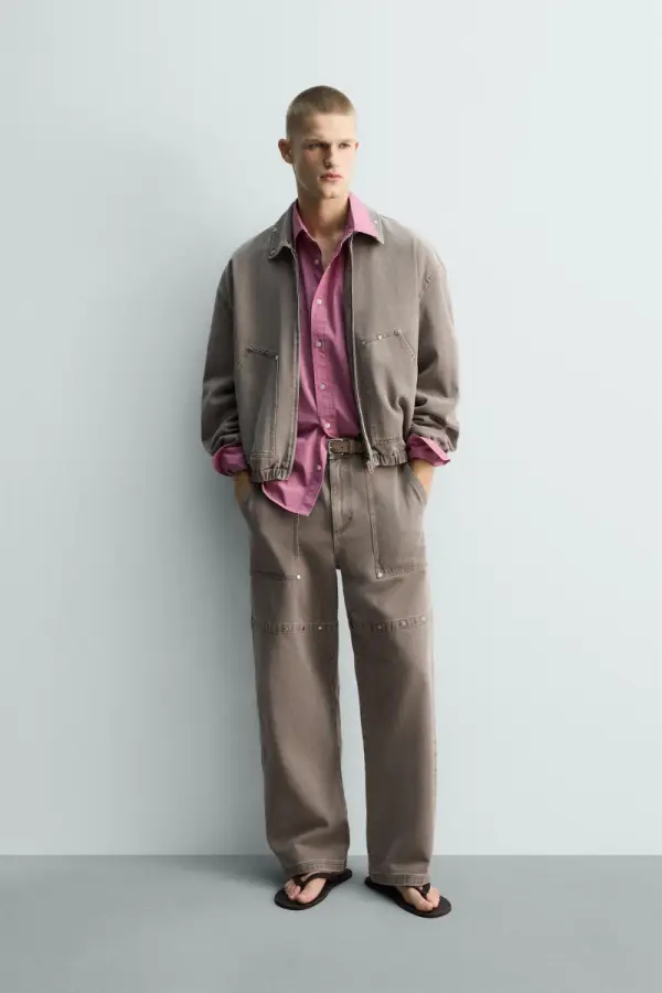 RELAXED FIT TROUSERS WITH STUDS - Каталогеру: заказать в России с доставкой из Европы