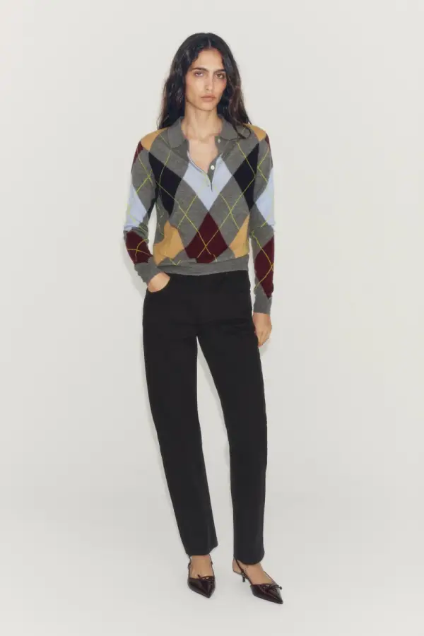 PULLOVER AUS 100% WOLLE MIT RAUTENMUSTER - фото товара