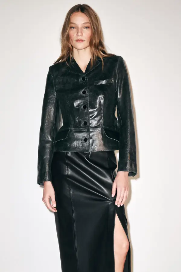 Lederblazer 100 % mit Ziernaehten ZW Collection - фото товара