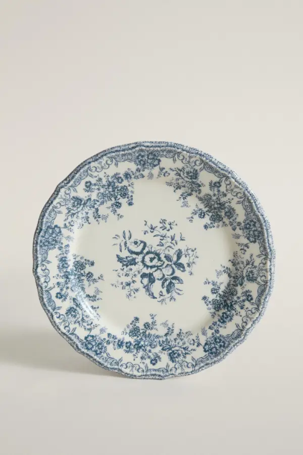 DESSERTTELLER AUS STEINGUT MIT BLUMENPRINT - фото товара