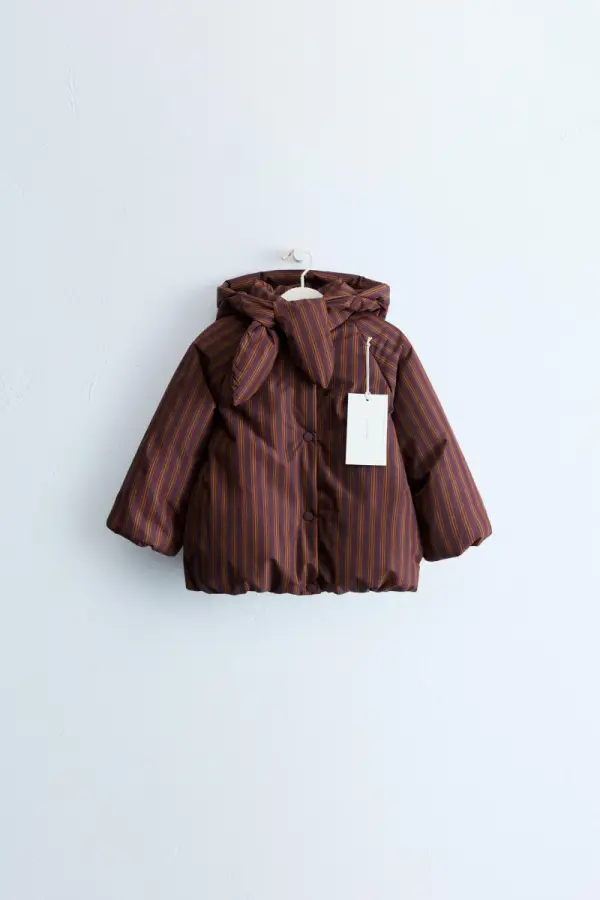 ZARA TIMELESS - MANTEL MIT STREIFEN UND ABNEHMBARER KAPUZE - фото товара