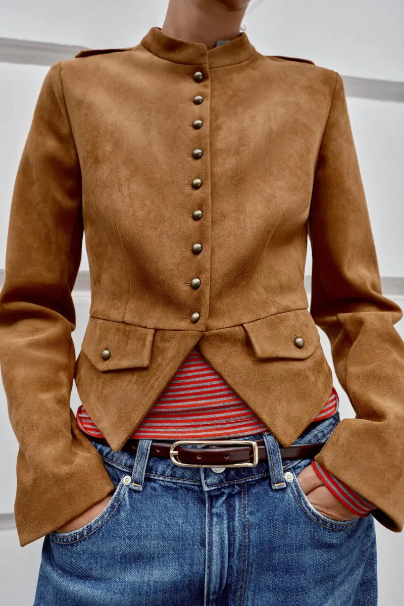 Zara: Kurze Jacke mit Knöpfen, карамель түсті, әйелдер күртешесі