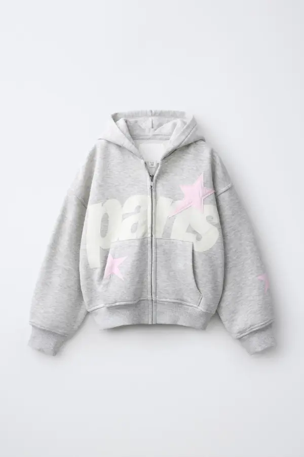 SWEATJACKE MIT REISSVERSCHLUSS UND SCHRIFTZUG - фото товара