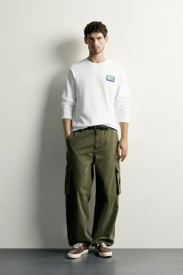 LANGARM-T-SHIRT MIT PATCH-PRINT - фото товара