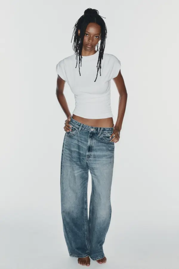 BAGGY FIT MITTELHOHER BUND TRF JEANS - фото товара