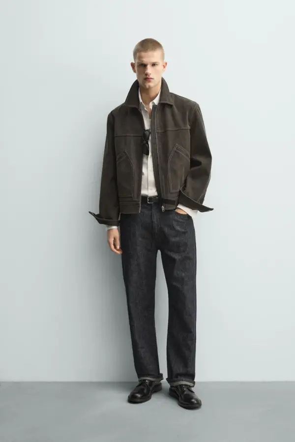 WASHED-EFFECT TOPSTITCHED JACKET - Каталогеру: заказать в России с доставкой из Европы