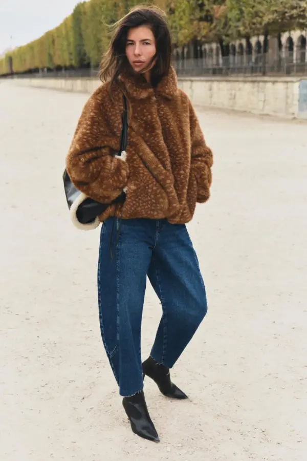 Oversized-Bomberjacke in Felloptik - фото товара