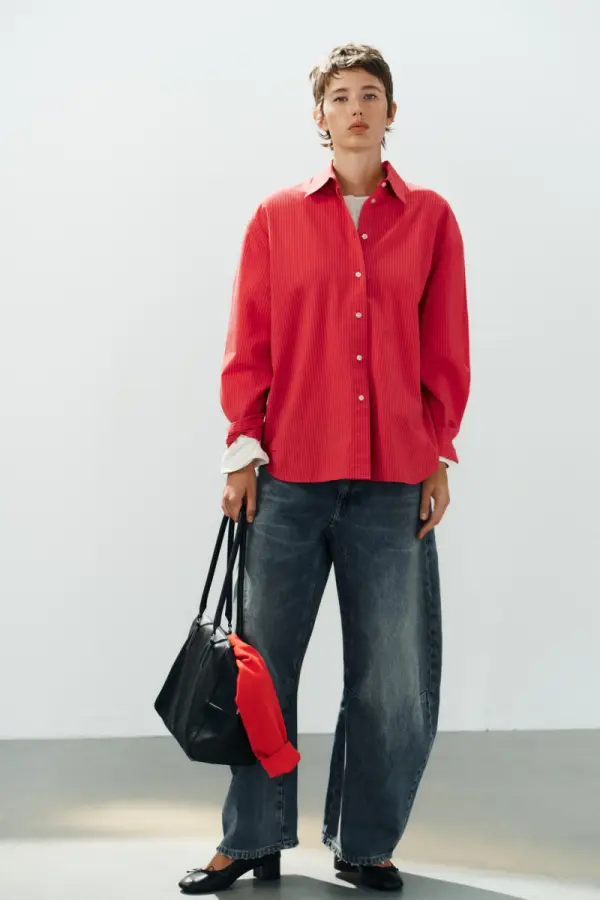 OVERSHIRT AUS POPELINE MIT KAROMUSTER - фото товара