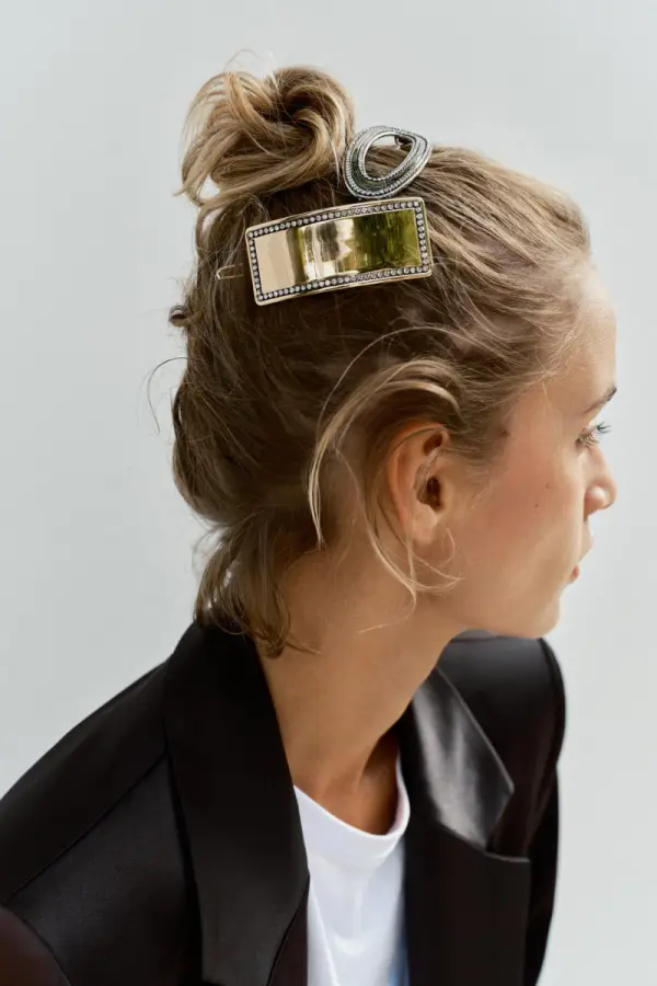 2ER-SET METALL-HAARCLIPS MIT GLITZER - фото товара