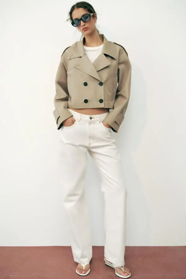 KURZE ZWEIREIHIGE TRENCH-JACKE - фото товара