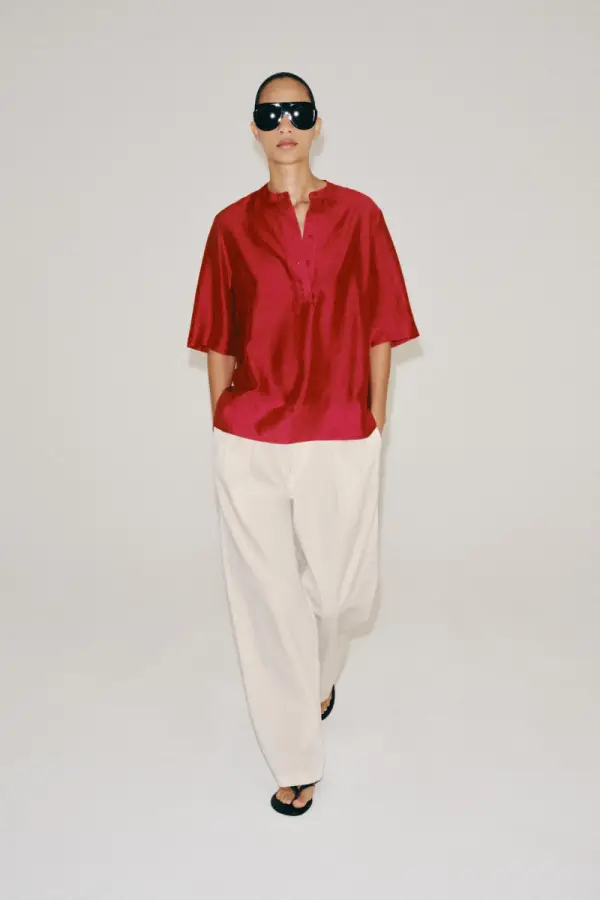 FLIESSENDE BLUSE MIT KURZEN AeRMELN ZW COLLECTION - фото товара