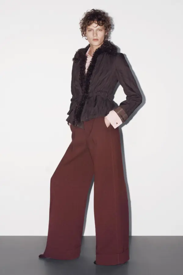 Товар Jacke mit Fellimitat-Kragen und Guertel ZW Collection из интернет-магазина zara.com