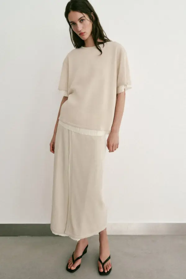 KOMBINIERTES STRICKTOP - Hellbeige - S - Каталогеру: заказать в России с доставкой из Европы