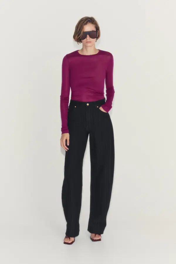 ZW COLLECTION JEANS MIT BALLOON LEG, MITTELHOHER BUND UND JACQUARD - фото товара